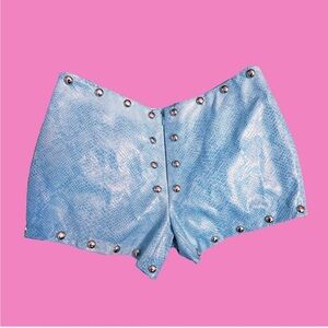90s vintage blue snake skin dome studded short shorts xs/s